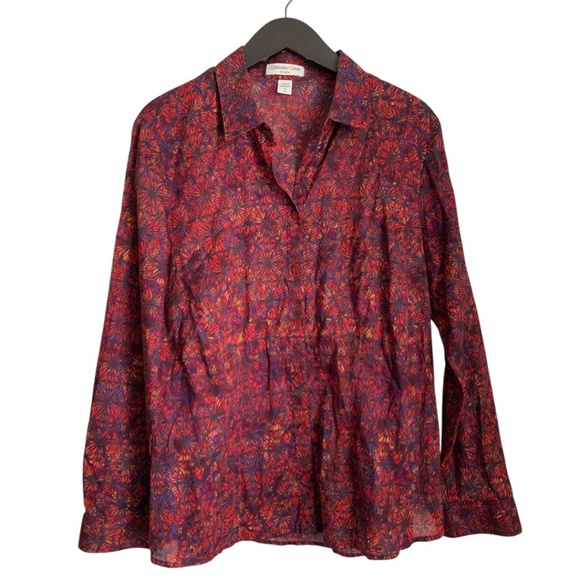 Coldwater Creek Women's Button Down Blouse Sz 1x/18 Red Purple Fall Transition - Picture 1 of 6